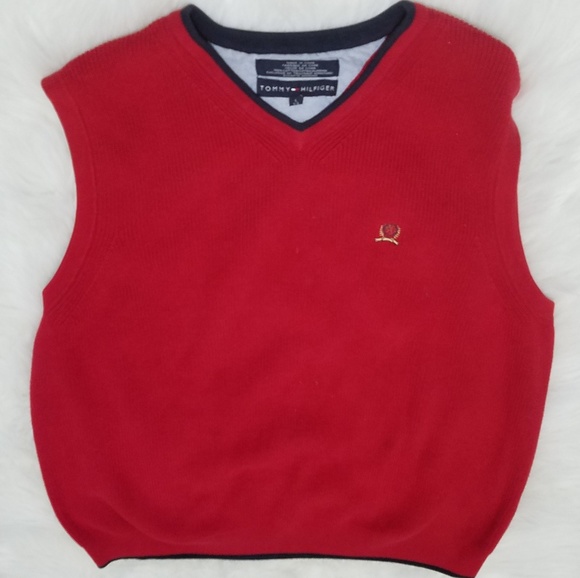 Tommy Hilfiger V Neck Sweater Vest Red XL - Picture 2 of 4